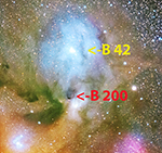 Barnard 42 and environs, cropped and enlarged image
