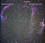 Veil Nebula region, cropped and labeled image
